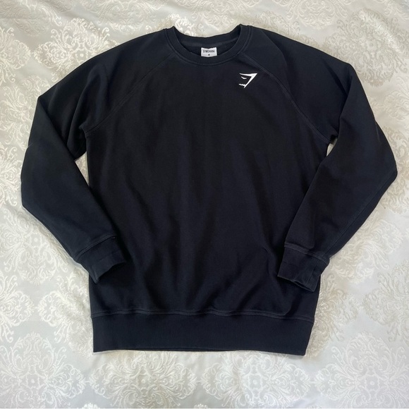 Gymshark Crest Crewneck Sweatshirt Slim Fit Black Mens Size Medium - Picture 2 of 7